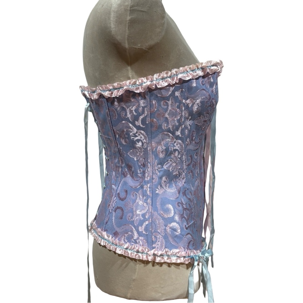 Strapless Lavender Pink Brocade Corset Top - Picture 3 of 9